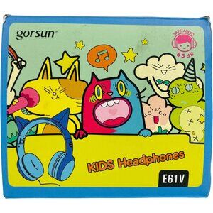 Gorsun Kids Headphones E61V Blue Cat-Ear Design Safe Audio 85 dB